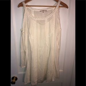 ✨LIKE NEW FASHION ON EARTH WHITE/CREAM COTTON DRESS CUTOUT SHOULDER BOHEMIAN